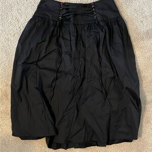 Express Black Knee-Length Ruched Bubble Skirt